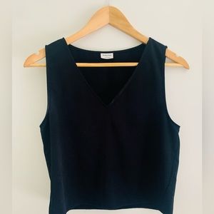 Black V-neck Satin Sleeveless Blouse Babaton